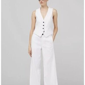 Rag‎ & Bone Priya Linen Blend V-Neck Button Front Vest Jacket Size 00 $298